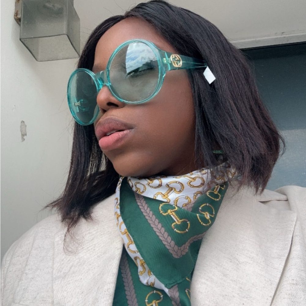 New - Authentic Gucci 0965 Light Blue 001 Logo Summer Oversized Sunglasses GG0…